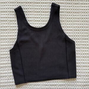 LULULEMON Gray Ribbed Softstreme Cropped Tank Top 4